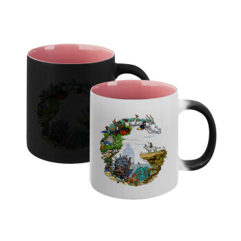 Στούδιο Γκίβλι, Κούπα Μαγική εσωτερικό ΡΟΖ, κεραμική 330ml που αλλάζει χρώμα με το ζεστό ρόφημα