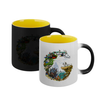 Στούδιο Γκίβλι, Κούπα Μαγική εσωτερικό κίτρινη, κεραμική 330ml που αλλάζει χρώμα με το ζεστό ρόφημα