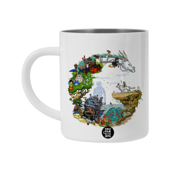 Στούδιο Γκίβλι, Λευκή Ανοξείδωτη Μεταλλική Κούπα 450ml - Διπλού Τοιχώματος 