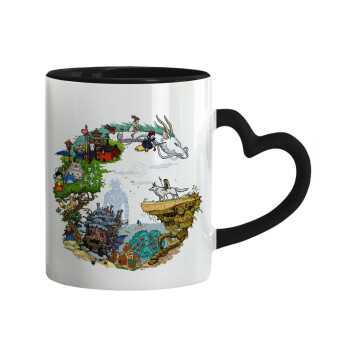 Στούδιο Γκίβλι, Κούπα καρδιά χερούλι μαύρη, κεραμική, 330ml