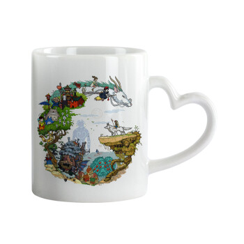 Στούδιο Γκίβλι, Κούπα καρδιά χερούλι λευκή, κεραμική, 330ml