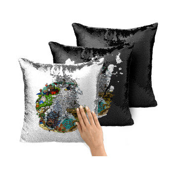 Στούδιο Γκίβλι, Μαξιλάρι καναπέ Μαγικό Μαύρο με πούλιες 40x40cm περιέχεται το γέμισμα