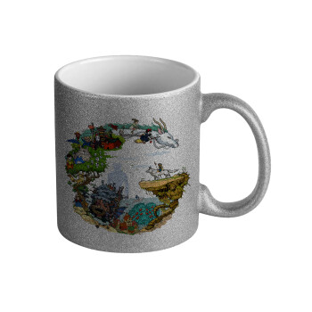 Στούδιο Γκίβλι, Κούπα Ασημένια Glitter που γυαλίζει, κεραμική, 330ml