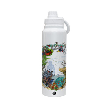 Στούδιο Γκίβλι, 1L Stainless Steel Thermal Bottle with Phone Holder & Double Wall Insulation
