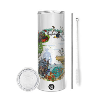 Στούδιο Γκίβλι, Tumbler ποτήρι θερμό από ανοξείδωτο ατσάλι 600ml, με μεταλλικό καλαμάκι & βούρτσα καθαρισμού