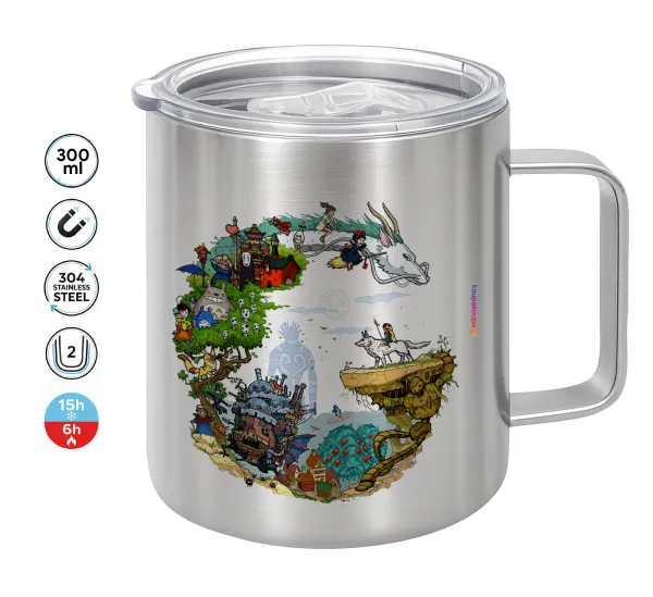 Στούδιο Γκίβλι — Double-walled stainless steel mug 300ml with temperature-retaining lid