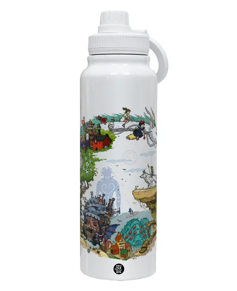 Στούδιο Γκίβλι — 1L Stainless Steel Thermal Bottle with Phone Holder & Double Wall Insulation