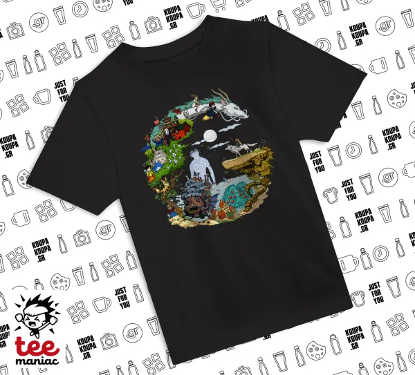 Στούδιο Γκίβλι — ΜΑΥΡΟ Άνετο παιδικό T-Shirt από 100% βαμβάκι, για κάθε μέρα. Vegan & OEKO-TEX πιστοποιημένο.