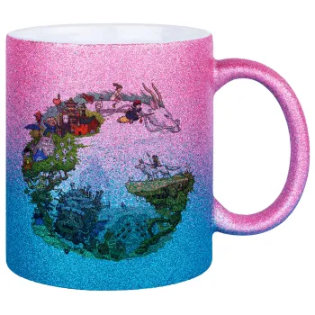 Στούδιο Γκίβλι, Κούπα Χρυσή/Μπλε Glitter, κεραμική, 330ml