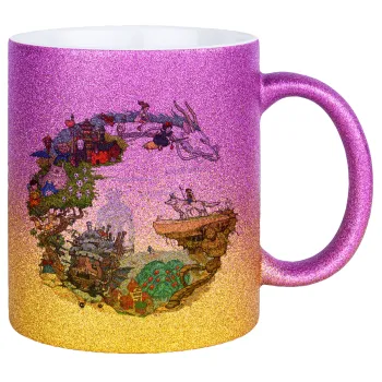 Στούδιο Γκίβλι, Κούπα Χρυσή/Ροζ Glitter, κεραμική, 330ml