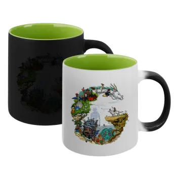 Στούδιο Γκίβλι, Κούπα Μαγική εσωτερικό πράσινο, κεραμική 330ml που αλλάζει χρώμα με το ζεστό ρόφημα