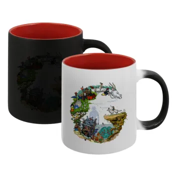 Στούδιο Γκίβλι, Κούπα Μαγική εσωτερικό κόκκινο, κεραμική, 330ml που αλλάζει χρώμα με το ζεστό ρόφημα