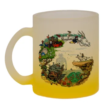 Στούδιο Γκίβλι, Κούπα γυάλινη δίχρωμη με βάση το κίτρινο ματ, 330ml