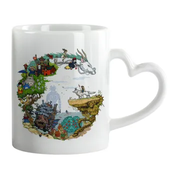 Στούδιο Γκίβλι, Mug heart handle, ceramic, 330ml