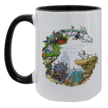 Στούδιο Γκίβλι, Κούπα Mega 15oz, κεραμική Μαύρη, 450ml