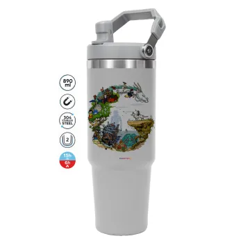 Στούδιο Γκίβλι, GREY color, 890ml (30oz) stainless Steel Tumbler with Handle