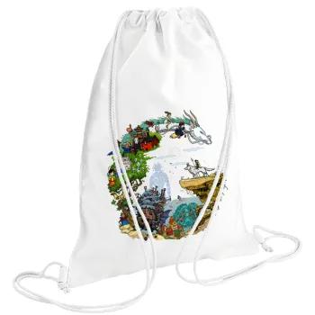 Στούδιο Γκίβλι, Τσάντα πλάτης πουγκί GYMBAG λευκή (28x40cm)