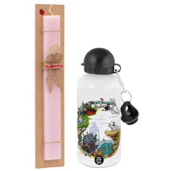 Στούδιο Γκίβλι, Easter Set, metallic aluminum bottle (500ml) & aromatic flat Easter candle (30cm) (PINK)