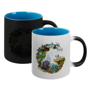 Στούδιο Γκίβλι, Κούπα Μαγική εσωτερικό μπλε, κεραμική 330ml που αλλάζει χρώμα με το ζεστό ρόφημα