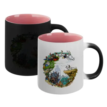 Στούδιο Γκίβλι, Κούπα Μαγική εσωτερικό ΡΟΖ, κεραμική 330ml που αλλάζει χρώμα με το ζεστό ρόφημα