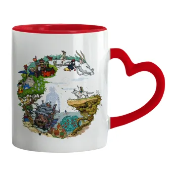 Στούδιο Γκίβλι, Κούπα καρδιά χερούλι κόκκινη, κεραμική, 330ml