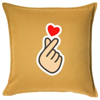 Korean Finger Heart, Sofa cushion YELLOW 50x50cm includes filling