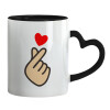 Mug heart black handle, ceramic, 330ml