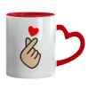 Mug heart red handle, ceramic, 330ml