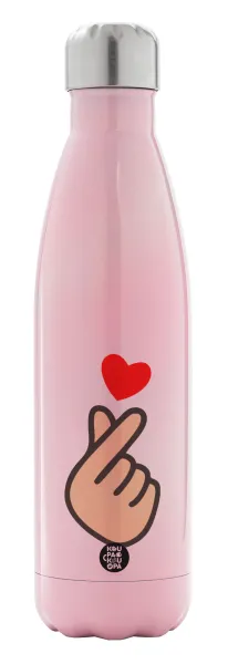 Korean Finger Heart — Metal mug thermos Pink Iridiscent (Stainless steel), double wall, 500ml