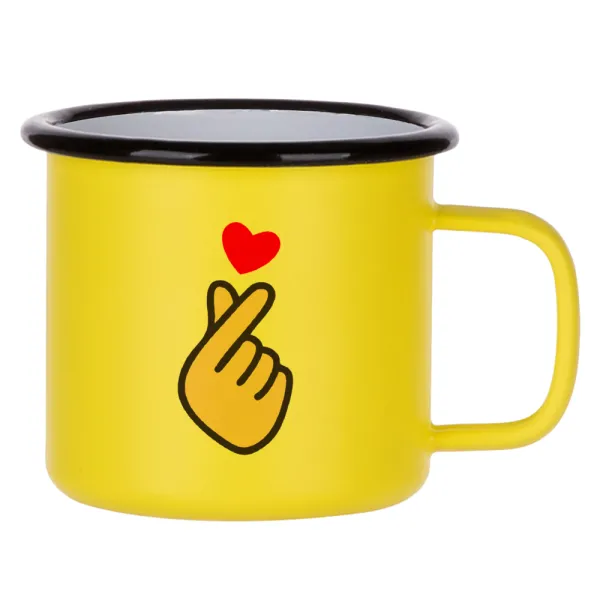 Korean Finger Heart — Metallic enamel MATT Yellow cup 360ml