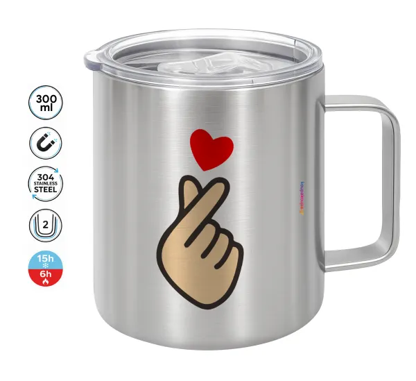 Korean Finger Heart — Κούπα Ανοξείδωτη διπλού τοιχώματος 300ml με καπάκι διατήρησης θερμοκρασίας