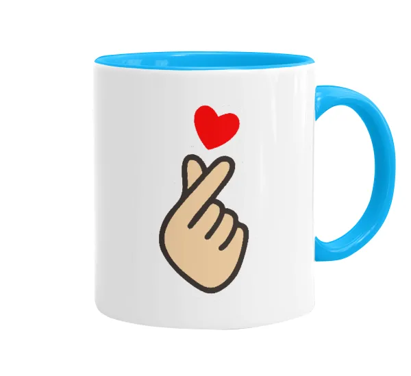 Korean Finger Heart — Mug colored light blue, ceramic, 330ml
