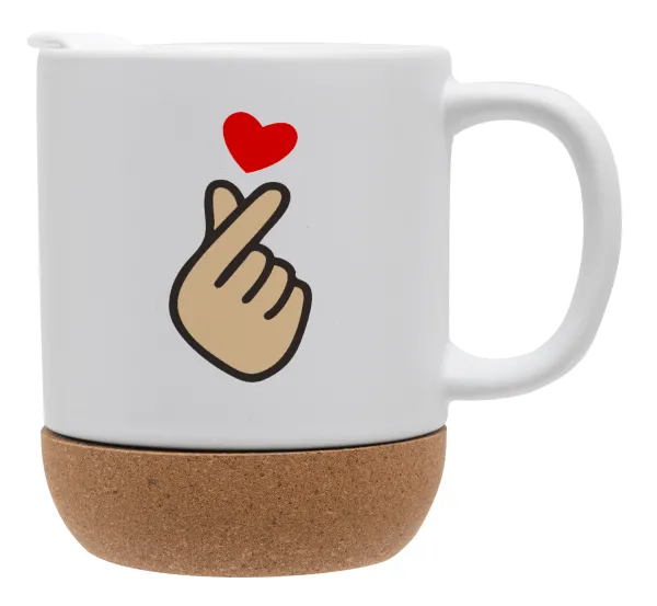 Korean Finger Heart — Κούπα, κεραμική με βάση φελού και καπάκι (ΜΑΤ), 330ml