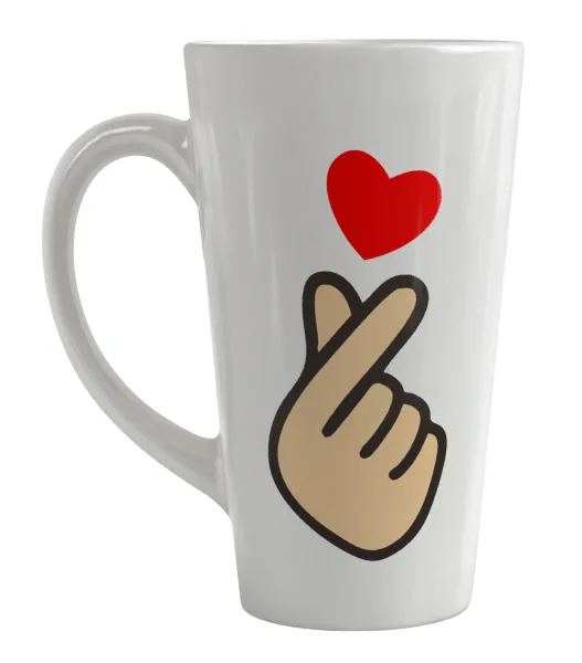 Korean Finger Heart — Large tapered latte mug, ceramic, 450ml