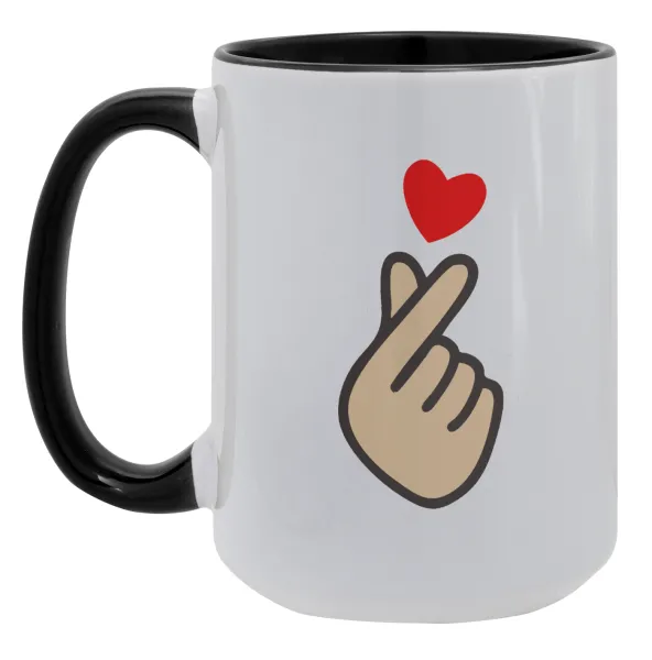 Korean Finger Heart — Mega 15oz Μαύρη
