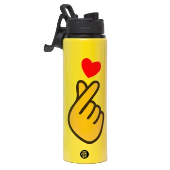 Korean Finger Heart, Μεταλλικό παγούρι νερού με καπάκι ασφαλείας, αλουμινίου 850ml