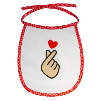 Korean Finger Heart, Σαλιάρα μωρού αλέκιαστη με κορδόνι Κόκκινη