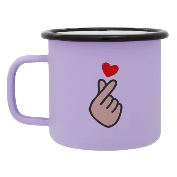 Korean Finger Heart, Κούπα Μεταλλική εμαγιέ ΜΑΤ Light Pastel Purple 360ml
