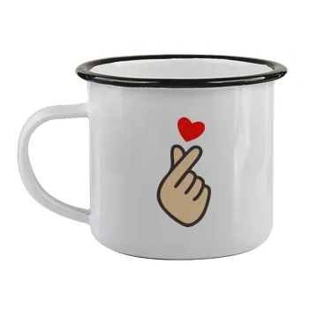 Korean Finger Heart, Κούπα εμαγιέ με μαύρο χείλος 360ml