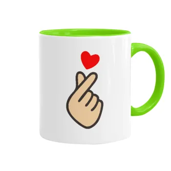 Korean Finger Heart, Κούπα χρωματιστή βεραμάν, κεραμική, 330ml