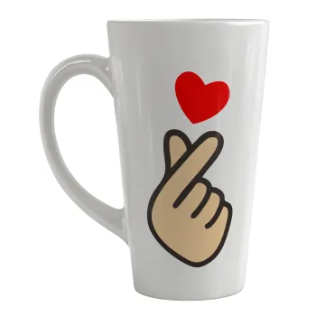 Korean Finger Heart, Κούπα κωνική Latte Μεγάλη, κεραμική, 450ml