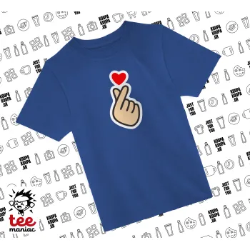 Korean Finger Heart, Παιδικό T-Shirt ΜΠΛΕ από 100% βαμβάκι, για κάθε μέρα. Vegan & OEKO-TEX πιστοποιημένο.