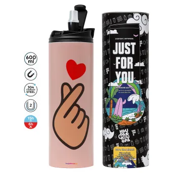 Korean Finger Heart, Tumbler stainless steel PINK 600ml