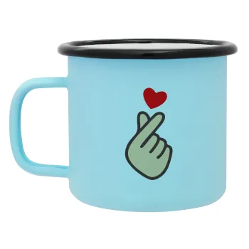 Korean Finger Heart, Κούπα Μεταλλική εμαγιέ ΜΑΤ σιέλ 360ml