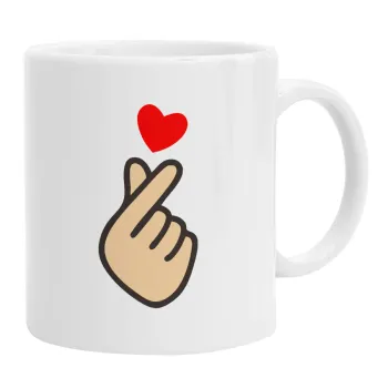 Korean Finger Heart, Κούπα, κεραμική, 330ml