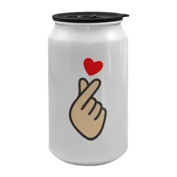 Korean Finger Heart, Κούπα ταξιδιού μεταλλική με καπάκι (tin-can) 500ml