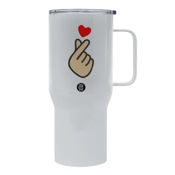 Korean Finger Heart, Tumbler με καπάκι, διπλού τοιχώματος (θερμό) 750L