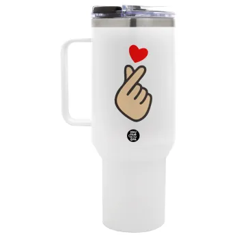 Korean Finger Heart, Mega Tumbler με καπάκι, διπλού τοιχώματος (θερμό) 1,2L