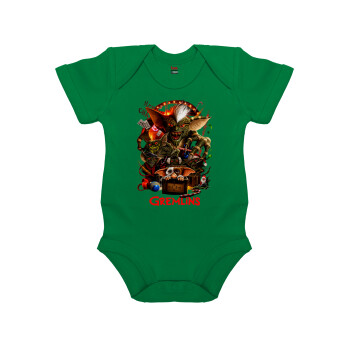 Gremlins, Βρεφικό φορμάκι μωρού, ΠΡΑΣΙΝΟ, 100% Organic Cotton, κοντομάνικο