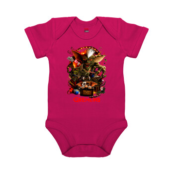 Gremlins, Βρεφικό φορμάκι μωρού, 0-18 μηνών, ΡΟΖ, 100% Organic Cotton, κοντομάνικο